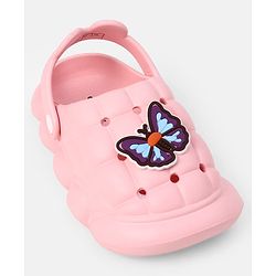 Cute Walk by Babyhug Back Strap Closure Clogs With Butterfly Applique in Pink