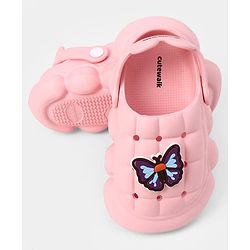Cute Walk by Babyhug Back Strap Closure Clogs With Butterfly Applique in Pink