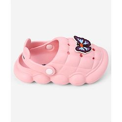 Cute Walk by Babyhug Back Strap Closure Clogs With Butterfly Applique in Pink