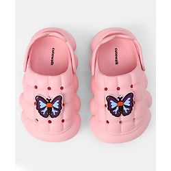 Cute Walk by Babyhug Back Strap Closure Clogs With Butterfly Applique in Pink