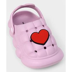Cute Walk by Babyhug Back Strap Closure Clogs With Heart Applique in Purple
