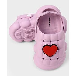 Cute Walk by Babyhug Back Strap Closure Clogs With Heart Applique in Purple