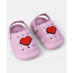 Cute Walk by Babyhug Back Strap Closure Clogs With Heart Applique in Purple