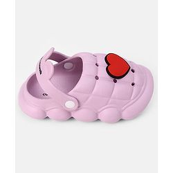 Cute Walk by Babyhug Back Strap Closure Clogs With Heart Applique in Purple