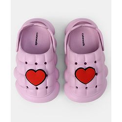 Cute Walk by Babyhug Back Strap Closure Clogs With Heart Applique in Purple
