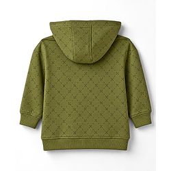 Babyhug 100% Cotton Knit Full Sleeves Checked Hooded T-Shirt & Jogger Set With Panda Applique - Green & Navy Blue
