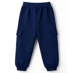 Babyhug 100% Cotton Knit Full Sleeves Checked Hooded T-Shirt & Jogger Set With Panda Applique - Green & Navy Blue