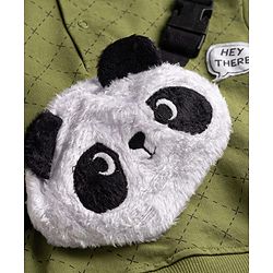 Babyhug 100% Cotton Knit Full Sleeves Checked Hooded T-Shirt & Jogger Set With Panda Applique - Green & Navy Blue