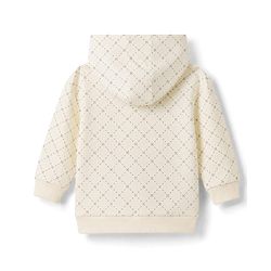 Babyhug 100% Cotton Knit Full Sleeves Checked Hooded Sweatshirt & Pant Set With Sling Bag Applique - OffWhite & Beige