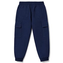 Babyhug 100% Cotton Woven Full Length Pants With Cargo Pockets - Navy Blue