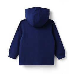 Babyhug 100% Cotton Terry Knit Full Sleeves Hooded T-Shirt & Lounge Pant Set with Bear Print - Navy