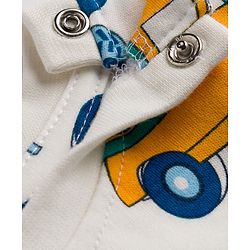 Babyhug Cotton Knit Half Sleeves Vehicles Printed Co-Ords T-Shirt & Shorts Night Suit - Cream