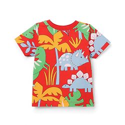 Babyhug 100% Cotton Knit Half Sleeves Dino Printed Co-Ords T-Shirt & Shorts Night Suit - Red