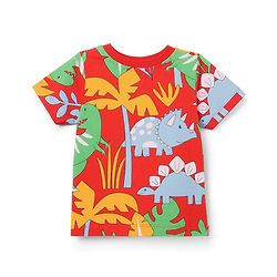 Babyhug 100% Cotton Knit Half Sleeves Dino Printed Co-Ords T-Shirt & Shorts Night Suit - Red