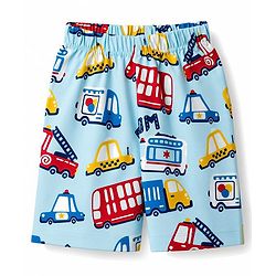 Babyhug 100% Cotton Knit Half Sleeves Vehicles Printed Co-Ords T-Shirt & Shorts Night Suit - Light Blue
