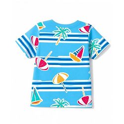 Babyhug 100% Cotton Knit Half Sleeves Co-ords Beach Printed T-Shirt & Shorts Night Suit - Blue