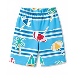Babyhug 100% Cotton Knit Half Sleeves Co-ords Beach Printed T-Shirt & Shorts Night Suit - Blue
