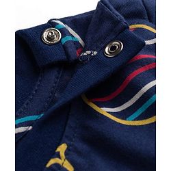 Babyhug Cotton Knit Half Sleeves Space Theme Printed Co-Ords T-Shirt & Shorts Night Suit - Navy Blue