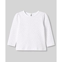 Babyhug Corduroy Woven Full Sleeves Polka Dots Printed & Floral Embroidered Frock With Inner Tee - Pink