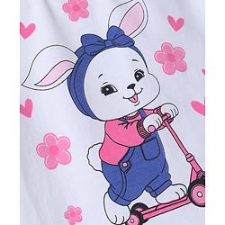 Babyhug 100% Cotton Knit Half Sleeves Bunny Printed T-Shirt & Shorts Night Suit - White