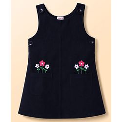 Babyhug Woven Full Sleeves Floral Printed & Embroidered Frock With Inner Tee - Multicolor