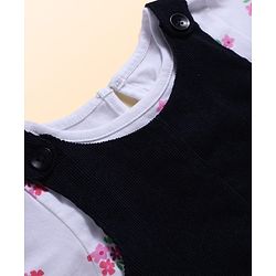 Babyhug Woven Full Sleeves Floral Printed & Embroidered Frock With Inner Tee - Multicolor