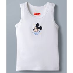 Babyhug Disney Single Jersey Knit Sleeveless Vest with Mickey Mouse Graphics Pack of 2-  White