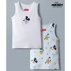 Babyhug Disney Single Jersey Knit Sleeveless Vest with Mickey Mouse Graphics Pack of 2-  White