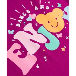 Babyhug 100% Cotton Knit Half Sleeves T-Shirt & Shorts Night Suit With Star & Text Print - Purple
