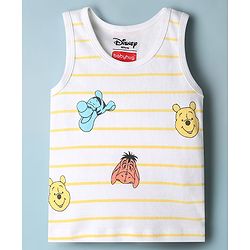 Babyhug Disney Single Jersey Knit Sleeveless Striped Vest With Winnie the Pooh Graphic Pack of 2 - White & Yellow