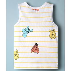 Babyhug Disney Single Jersey Knit Sleeveless Striped Vest With Winnie the Pooh Graphic Pack of 2 - White & Yellow