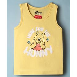 Babyhug Disney Single Jersey Knit Sleeveless Striped Vest With Winnie the Pooh Graphic Pack of 2 - White & Yellow