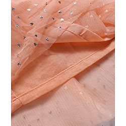 Babyhug Mesh Woven Half Sleeves Polka Dots Embellished Frock With Belt - Peach