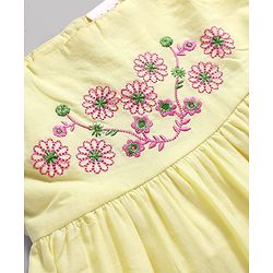 Babyhug Cotton Woven Sleeveless Floral Embroidered Frock - Yellow