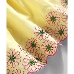 Babyhug Cotton Woven Sleeveless Floral Embroidered Frock - Yellow
