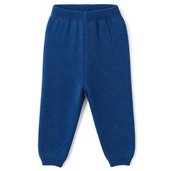 Babyhug Knit Full Sleeves Sweater Set With Cap & Floral Design - Blue
