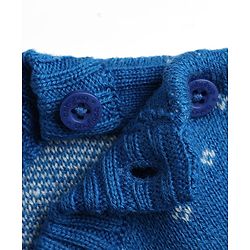 Babyhug Knit Full Sleeves Sweater Set With Cap & Floral Design - Blue