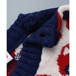 Babyhug  Knit Full Sleeves Car Design Sweater Set with Cap - Red