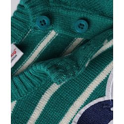 Babyhug Knit Full Sleeves Sweater Set with Cap and Zebra Applique - Green