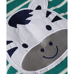Babyhug Knit Full Sleeves Sweater Set with Cap and Zebra Applique - Green