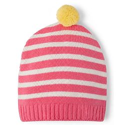 Babyhug Knit Full Length Full Sleeves Sweater Set with Cap and Strawberry Design in Pink