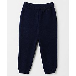 Babyhug Knit Full Sleeves Sweater Sets with Cap and Reindeer Patch in Navy Blue