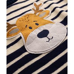 Babyhug Knit Full Sleeves Sweater Sets with Cap and Reindeer Patch in Navy Blue