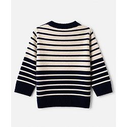 Babyhug Knit Full Sleeves Sweater Sets with Cap and Reindeer Patch in Navy Blue