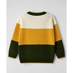 Babyhug Knit Full Sleeves Sweater Set With Elephant Applique - Mustard