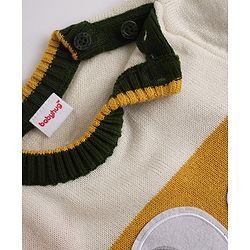 Babyhug Knit Full Sleeves Sweater Set With Elephant Applique - Mustard