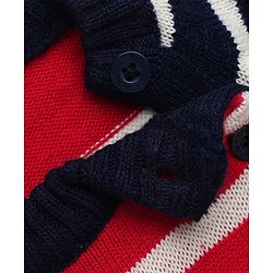 Babyhug Knit Full Sleeves Sweater Set With Hedgehog Detailing & Cap - Red