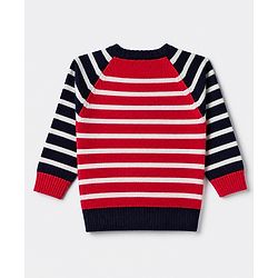 Babyhug Knit Full Sleeves Sweater Set With Hedgehog Detailing & Cap - Red