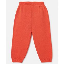 Babyhug Knit Sweater Set and Cap with Full Sleeves and Cat Applique in Orange for 3-6 Months