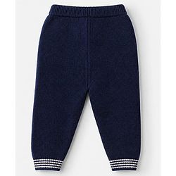 Babyhug Knit Full Sleeves Sweater Set With Raccoon Detailing & Cap - Navy Blue